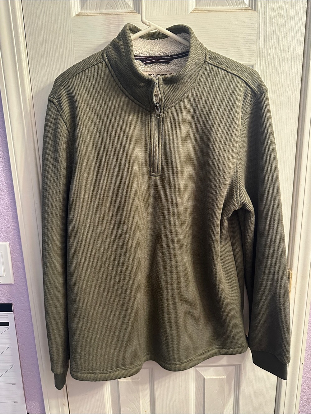BC Clothing Men's Olive Quarter-Zip Waffle Knit Sweater